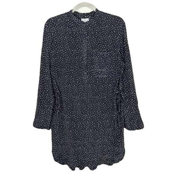 Grey jason wu Sz 6 silk modern polka dot black & beige tunic waist defining ties - Picture 1 of 7